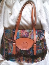 Vintage Firenze  Aztec Tapestry Bag Shoulder /Tote , Leather Straps & Logo Flap