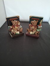 Bedtime Stories Teddy Bear Book Ends Ceramic Ornament Bedroom Used