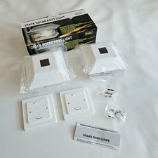 Solar Post Lights LED Warm White 2 Pack Outdoor Garden Cap Square White Body