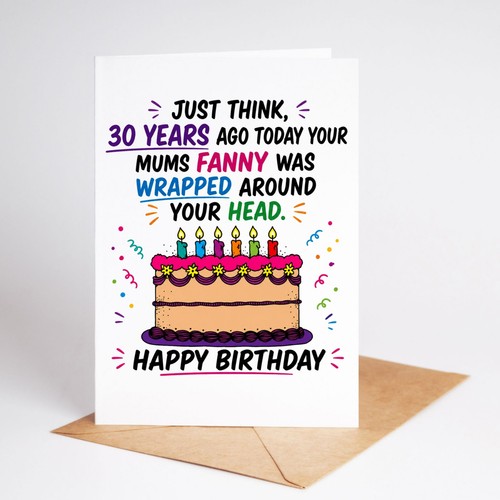 Funny 30th birthday card rude - birthday,