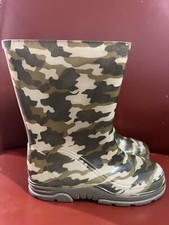 Debenhams Boys Green Camo Wellington Boots Camouflage Wellies Size 10 Brand New