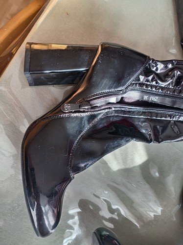 Thigh length pvc boots size - pvc,