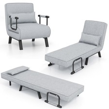 6 Positions Adjustable Backrest Convertible Sleep Chair Single Folding Sofa Bed