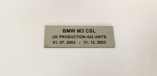 Bmw e46 csl plaques - m3,