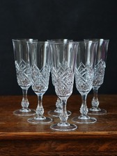 Set of 6 Cut Glass Champagne