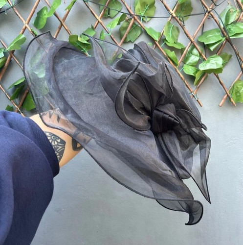 Vintage black organza wide - black,