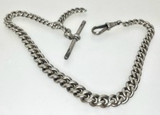 Antique Silver Graduated Albert Watch Chain 1914 Hallmarked Links 12 1/4" 35.3g