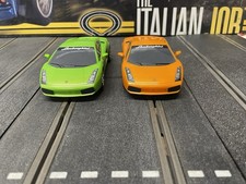 Scalextric 360 Lamborghinis Times 2 Green and 0range Slot Car