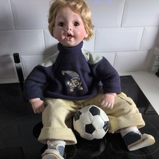 Beautiful Vintage Porcelain Collection Doll Rare 21" Sitting Baby Boy  