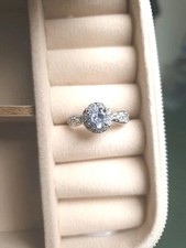 Silver Tone Cushion Cut Halo