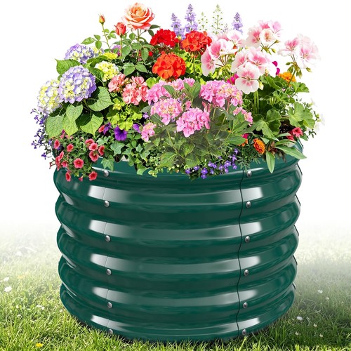 Green metal round raised - 24",