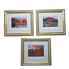 Red Rock Canyon Photograph x3 Framed Set Las Vegas Nevada USA Desert Signed CH?