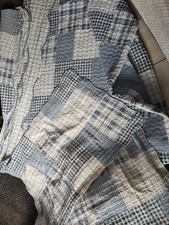 Extra Large Bed Throw & 2 Oxford Pillow Covers  Cotton Gigham Check Reversible