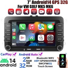 For VW GOLF MK5 MK6 7" Android 14 Apple CarPlay Car Stereo Head Unit GPS Radio