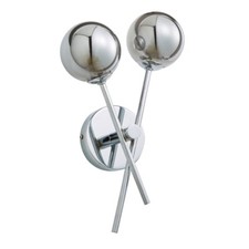 Litecraft Estelle Wall Light Bathroom 2 Arm With Smoke Shades - Chrome Clearance