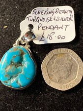 Sleeping Beauty Turquoise Silver Pendant. 925