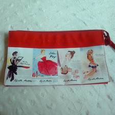 Elizabeth Arden Large Zip Makeup Bag Red Patent Vintage Glamour Ladies Depiction