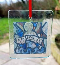 Stained Glass Angel Kindness gift - kiln fired glass sun catcher angels