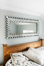 Extra Large Modern Unique 3D Sunburst All Glass Venetian Rectangular Wall Mirror
