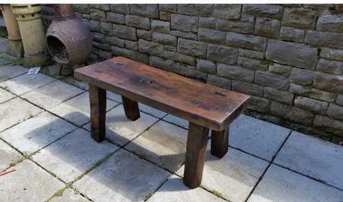 Antique welsh oak pig bench - pig,