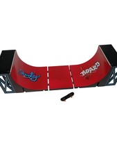 FINGER SKATEBOARD Half Pipe Ramp Set with Red Skateboard TMK