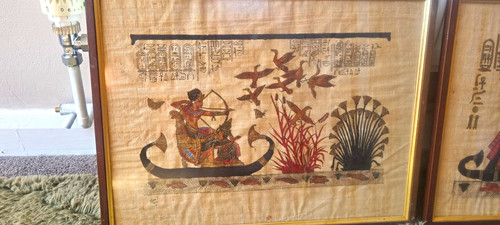 Framed egyptian papyrus art - egyptian,