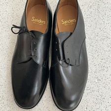 Men’s Sanders Leather Shoes Size 9 Fitting 7 UK Black New