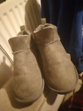 Size 8 Warm Grey Faux Suede, Faux Fur Lined ELLA