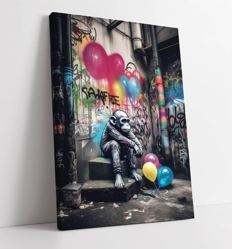 Graffiti monkey with balloons - monkey,