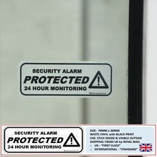 2 x PROTECTED: WINDOW STICKERS, INTRUDER ALARM, PIR, RING, ADT, TEXECOM, PYRONIX