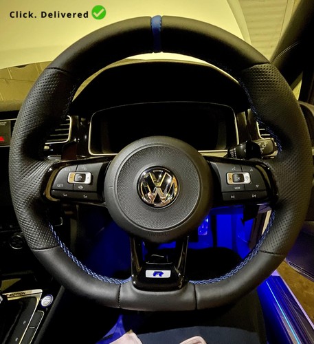 Oem black leather steering - black,