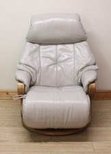 Himolla Chester Grey Leather Recliner Armchair / Chair & Integrated Footrest