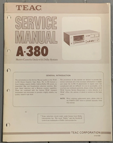 Teac 380 cassette deck - a-380,