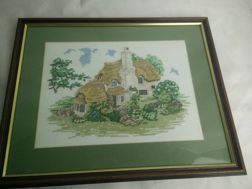 Embroidered country cottage - embroidered,