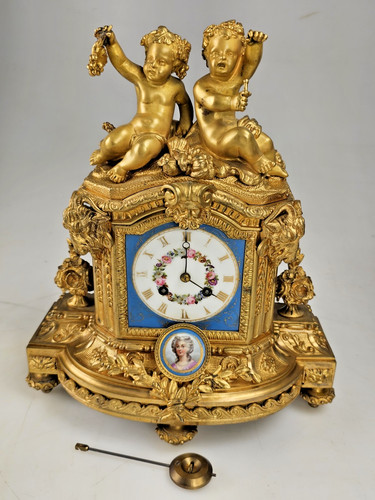 Antique bronze porcelain panel - antique,