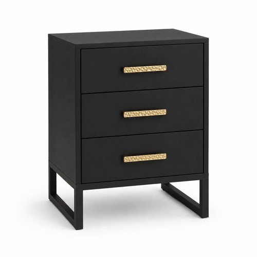 Black wood nightstand drawer - black, 3