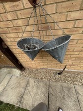 2 X Grey Coned Hanging Baskets
