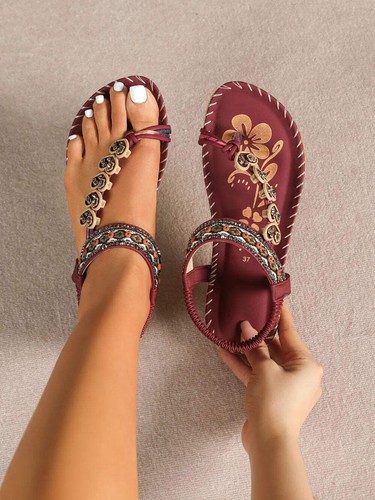 Women ethnic beaded flat - women's,