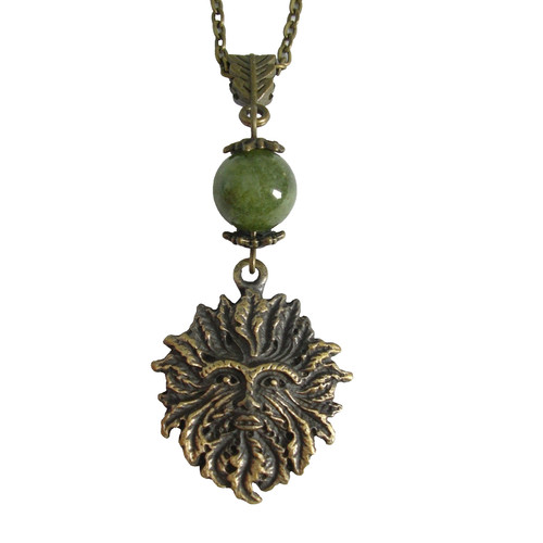 Bronze greenman necklace with - bronze,