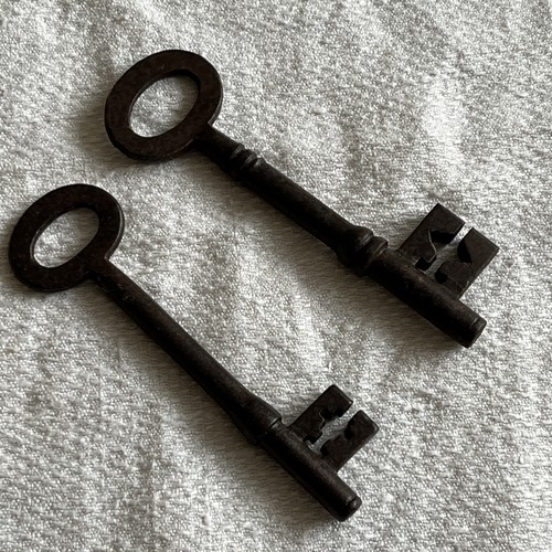 Antique pair cast iron keys - antique,