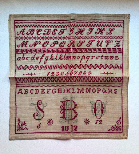 Antique red alphabet number - red,