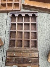 Vintage Wooden Thimble Curio Wall Hanging Display Rack Cases X 3 Rustic Cottage