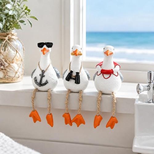 Fun coastal resin seagull - resin,