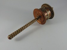 BUDDHIST BRASS COPPER PRAYER WHEEL WITH HAND WRITTEN  SCROLL BUDDHA RELIGIOUS 8"