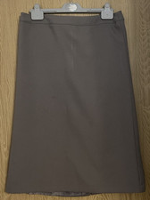 Ladies Damart Uk 16 Brown-Grey Lined A-line/Midi Skirt Rear Button & Zip Closure