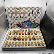 Vintage The Simpsons 3D Chess Set Board Game 1997 missing one chess piece