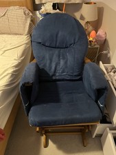 Habebe Blue Washable Covers Recliner Glider Nursing Rocking Chair with Footstool