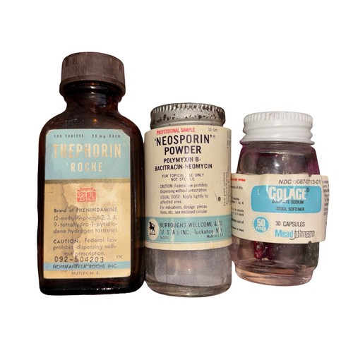 Vintage glass medicine - glass, bottles