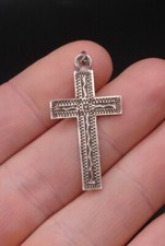 Vintage/Antique Victorian Design Silver Cross Pendant. Religious. FREEUKP&P🇬🇧