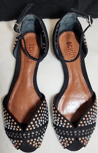 Schutz black suede - suede, bronze